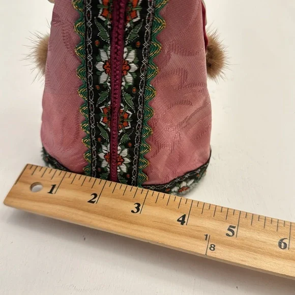 Vintage 9.5” Handmade Porcelain“CONE DOLL” Russian Fur Accents - Picture 16 of 16
